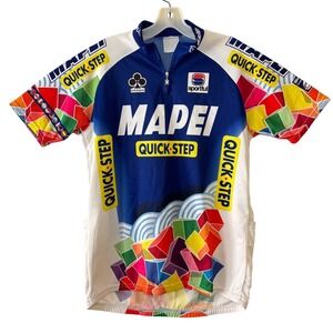 Sportful Mapei Quick Step Cycling Jersey Men M Blue Multicolor Short Sleeve Bike